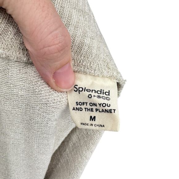 Splendid Soft Knit Thick Elastic Waist Tan Flowy Skirt With Slit - Picture 7 of 8